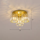 Modern Flush Mount Crystal Ceiling Light For Living Room 3 / Gold
