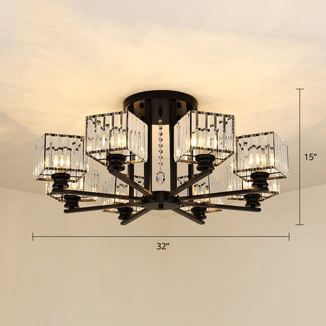Contemporary Crystal Ceiling Lamp With Prismatic K9 Crystals 8 / Black