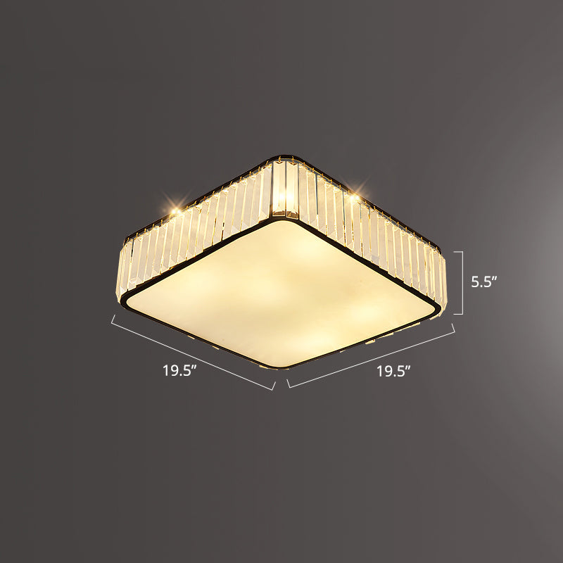 Minimalist K9 Crystal Square Flush Mount Ceiling Light Fixture For Bedroom Black / 19.5
