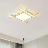 Gold Metal Bedroom Ceiling Light - Minimalist Square Flush Mount Fixture