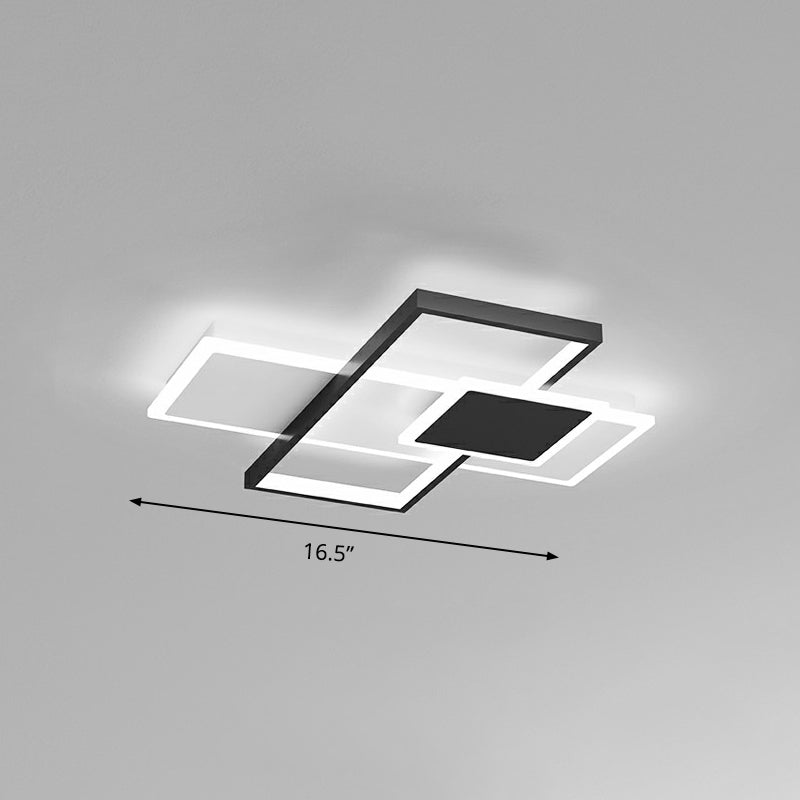 Modern Overlap Ceiling Light: Stylish Metal Flush Mount Fixture For Bedrooms Black / 16.5
