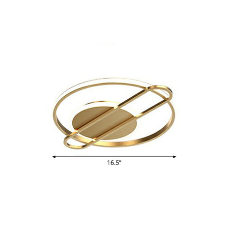 Modern Metallic Flushmount Led Ceiling Light With Gold Finish - Ideal For Bedroom / White Circline