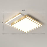 Minimalistic Gold Led Ceiling Light For Living Room - Rectangle Shaped Acrylic Flush Mount / 19.5