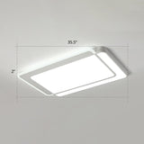 Minimalist White Led Flush Mount Ceiling Light With Acrylic Diffuser / 35.5