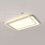 Minimalist White Led Flush Mount Ceiling Light With Acrylic Diffuser / 35.5 Warm