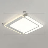 Minimalist White Led Flush Mount Ceiling Light With Acrylic Diffuser / 23.5 Remote Control Stepless