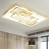 Golden Led Flush Mount Ceiling Light With Metallic Frame - Modern Lighting For Living Room