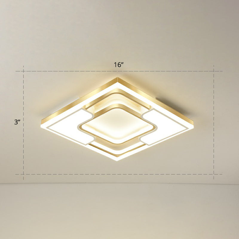 Golden Led Flush Mount Ceiling Light With Metallic Frame - Modern Lighting For Living Room Gold / 16