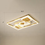 Modern Led Gold Rectangular Flush Mount Ceiling Light With Acrylic Shade / 35.5 Warm