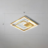 Modern Led Gold Rectangular Flush Mount Ceiling Light With Acrylic Shade / 16 White