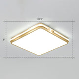 Contemporary Gold Finish Led Flush Mount Ceiling Light - Acrylic Rectangle Design / 20.5 White