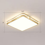 Contemporary Gold Finish Led Flush Mount Ceiling Light - Acrylic Rectangle Design / 16.5 Remote