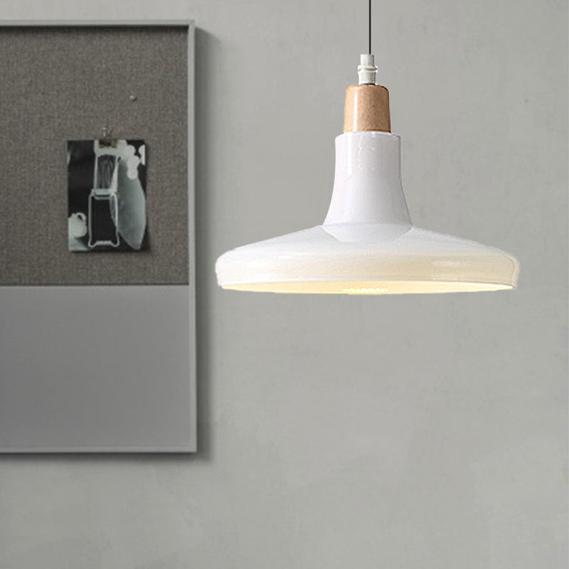 Modern Glass Pendant Lamp With Led Light In White Or Warm Tone - Bowl Cone Saucer Shape /