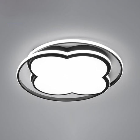 Modern Black Floral Led Ceiling Lamp For Minimalistic Bedroom Lighting / 24.5