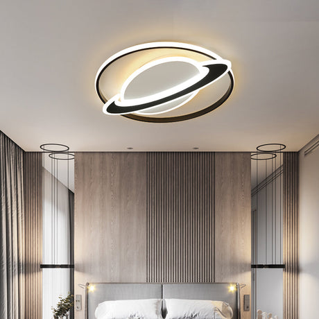 Planet Kids Bedroom Flushmount Lighting Black Led Ceiling Light / 16.5’ Third Gear