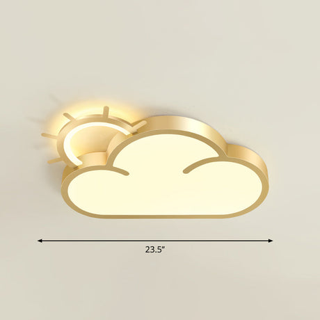 Sunrise Cartoon Led Flushmount Ceiling Light For Kids Bedroom Gold / Warm Sun