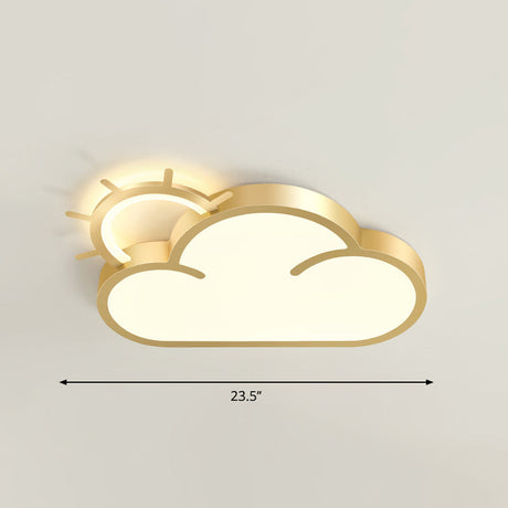 Sunrise Cartoon Led Flushmount Ceiling Light For Kids Bedroom Gold / Remote Control Stepless Dimming