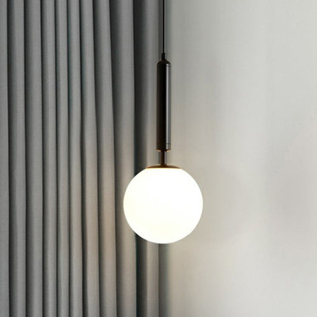 Nordic Opal Glass Pendant Lamp - 1-Light Bedside Hanging Light Fixture