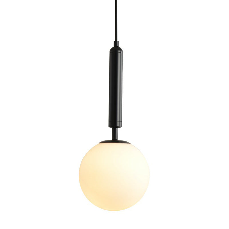 Nordic Opal Glass Pendant Lamp - 1-Light Bedside Hanging Light Fixture