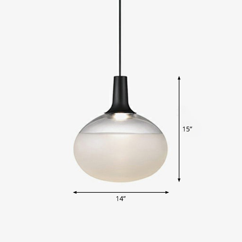 Modern Black Glass Hanging Lamp - Elliptical Suspended Lighting Fixture For Restaurants