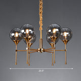 Modern Ball Up Chandelier: Elegant Glass Suspension Light Fixture For Dining Room In Brass 6 / Smoke