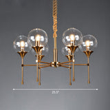 Modern Ball Up Chandelier: Elegant Glass Suspension Light Fixture For Dining Room In Brass 6 / Clear