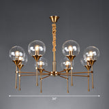 Modern Ball Up Chandelier: Elegant Glass Suspension Light Fixture For Dining Room In Brass 8 / Clear