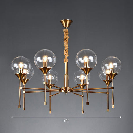Modern Ball Up Chandelier: Elegant Glass Suspension Light Fixture For Dining Room In Brass 8 / Clear