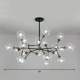 Nordic Style Black Glass Chandelier With Tree Branch Design For Living Room 20 / Clear