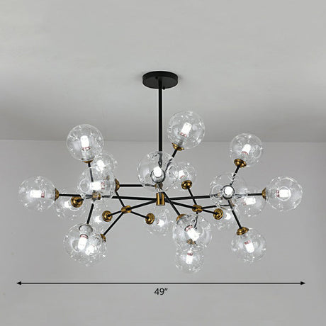 Nordic Style Black Glass Chandelier With Tree Branch Design For Living Room 20 / Clear