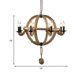 Antique Metal Chandelier Light Fixture: Black/Rust Finish Sphere Design Multi Farmhouse Hanging Lamp