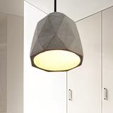 Vintage Cement Pendant Hanging Lamp: Bowl/Cylinder/Semi Circle Shape 1 Light Grey - Ideal For Dining