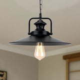 Metallic Hanging Light Fixture: Flared Industrial Loft Pendant For Study Room - 10/14 Dia Black