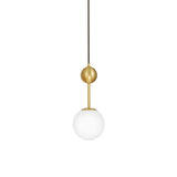 Opaline Glass Ball Pendant Light In Brass - Minimalist Bedside Hanging Lamp