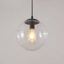 Minimalist 1-Head Glass Pendant Lamp For Restaurants With Sphere Shade Black / 8’
