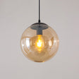 Minimalist 1-Head Glass Pendant Lamp For Restaurants With Sphere Shade Amber / 5’