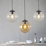 Sleek 1-Head Restaurant Pendant Lamp With Glass Sphere Shade
