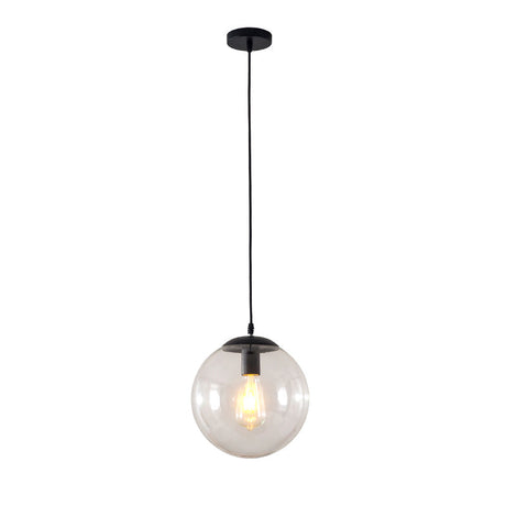Sleek 1-Head Restaurant Pendant Lamp With Glass Sphere Shade