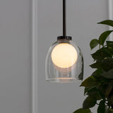 Black Glass Pendant Lighting For Dining Room - Minimalist Design With Bell And Ball Shape 1 Head