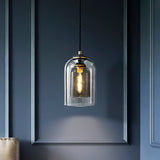 Nordic Glass Dome Pendant Light - 2-Shade 1-Light Bedside Fixture