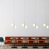 Minimalist Gold Suspension Chandelier: Opaque Glass Spherical 2-Head Light For Dining Room