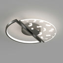 Feather Patterned Led Acrylic Ceiling Mount Flush Light Black / 18’ Natural