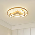 Gold Led Ceiling Flush Light With V And C Shaped Mount Design Acrylic Shade / 18’ White