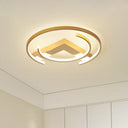 Gold Led Ceiling Flush Light With V And C Shaped Mount Design Acrylic Shade / 18’ White