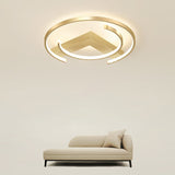 Gold Led Ceiling Flush Light With V And C Shaped Mount Design Acrylic Shade