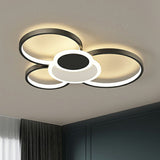 Modern Metal Frame Flush-Mount Led Ceiling Lamp For Living Room - Minimalistic Design Black / 22