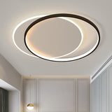 Simplicity Led Ceiling Mount Lamp - Black-White Flush Light Fixture With Acrylic Shade / 18