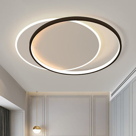 Simplicity Led Ceiling Mount Lamp - Black-White Flush Light Fixture With Acrylic Shade / 18