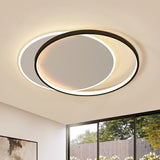 Simplicity Led Ceiling Mount Lamp - Black-White Flush Light Fixture With Acrylic Shade