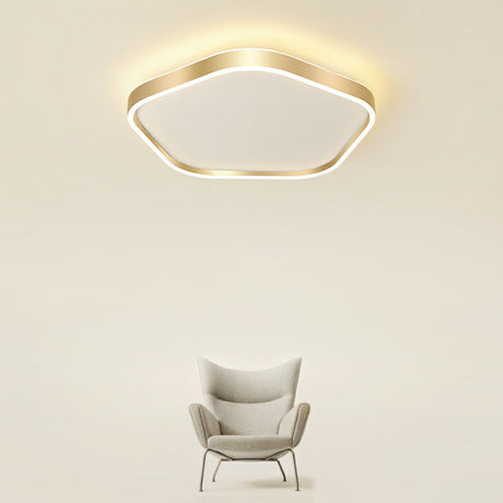 Simple Style Gold Pentagon Led Flush Mount Light For Bedroom Ceiling